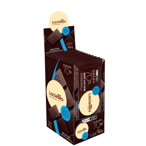 Chocolate 70% Cacau Zero Adição de Açúcar e Zero Lactose Laciella 80g - Imagem 2