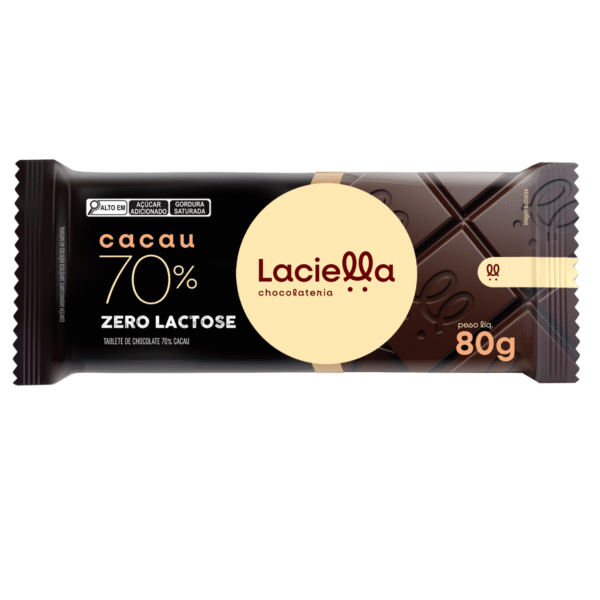 Chocolate 70% Cacau Zero Lactose Laciella 80g