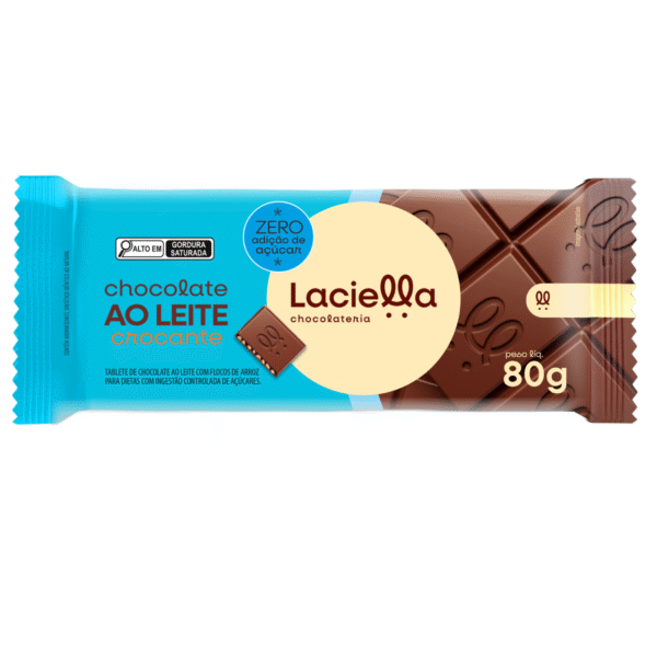 Chocolate Ao Leite Crocante Zero Adição de Açúcar Laciella 80g