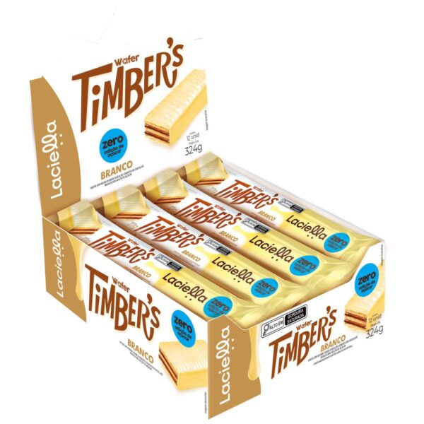 Timber's Wafer Sabor Chocolate Branco Zero Adição de Açúcar 27g - Imagem 2