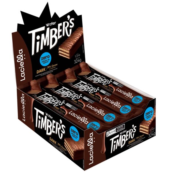 Timber's Wafer Dark 70% Cacau Zero Adição de Açúcar 27g - Imagem 2