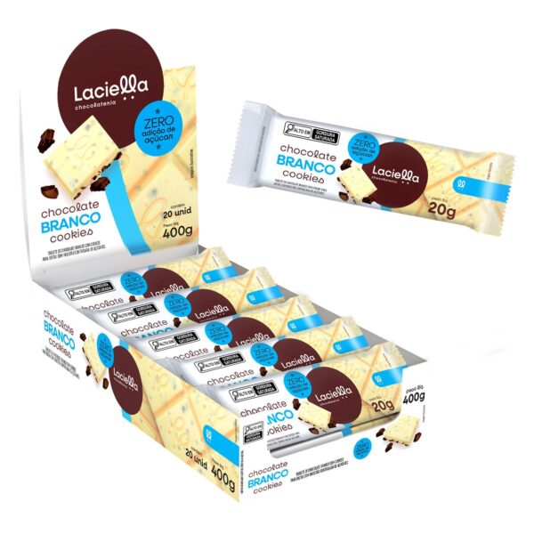 Chocolate Branco Cookies Zero Adição de Açúcar Laciella 20g - Imagem 2
