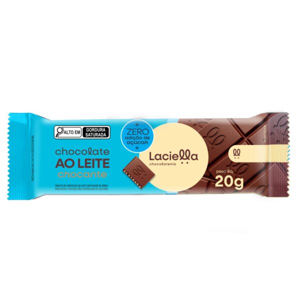 Chocolate Ao Leite Crocante Zero Adição de Açúcar Laciella 20g