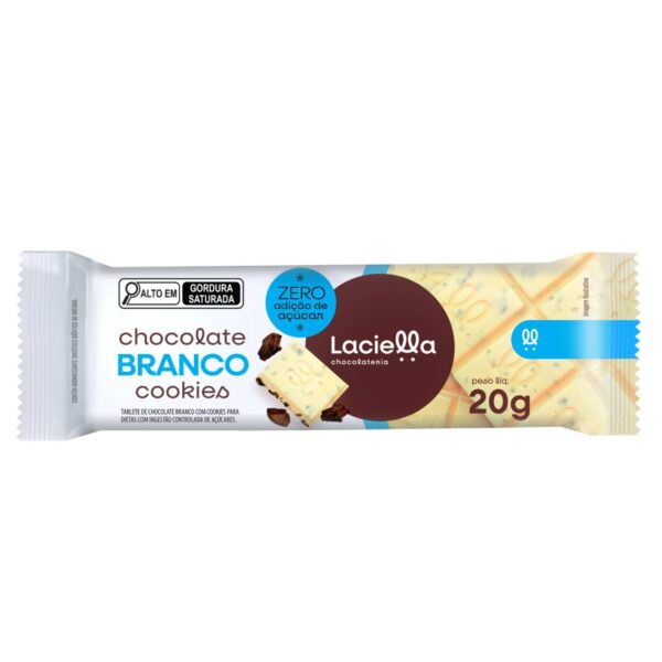 Chocolate Branco Cookies Zero Adição de Açúcar Laciella 20g